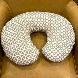 Boppy Nursing Pillow with gray and white patterned cover